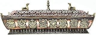 12 Inches Traditional Handmade Pagoda Style Incense Burner for Sticks and Cones | 100% Pure Copper & Brass Incense Burner | Tibetan Incense Burnerl | Effective Ash Catcher | Hand Crafted in Nepa