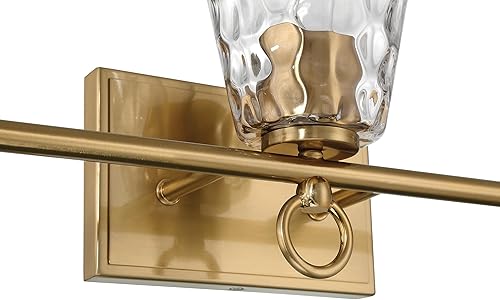 Miniatura 10 de Robert Stevenson Lighting Imogen - Lámpara de tocador de 3 luces de cristal de agua martillada y metal dorado cepillado