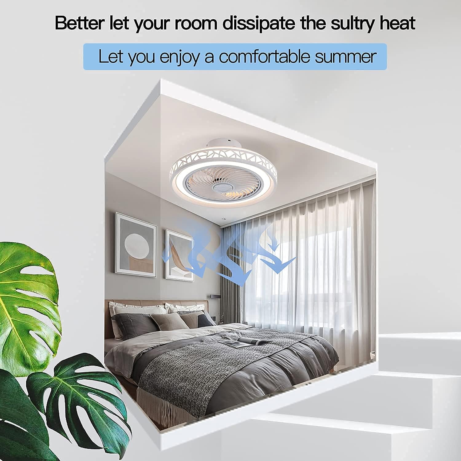 Flаѕh Sаlе Buу 1 gеt 1 Ceiling Fan with Lights 20 In, 72W 3 Colors Dimming Brightness 3 Gears Wind Speed, Modern Ceiling Lighting Fixture 110V, 1H/2H Smart Timing, Enclosed Ceiling Fan