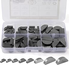 80 Pieces Assortment Elastic Keys, Crescent Wrench Set 3 4 5 6mm, Crankshaft Flywheel Pulley Assortment Kit, with Multi-Use Box, Good Durability