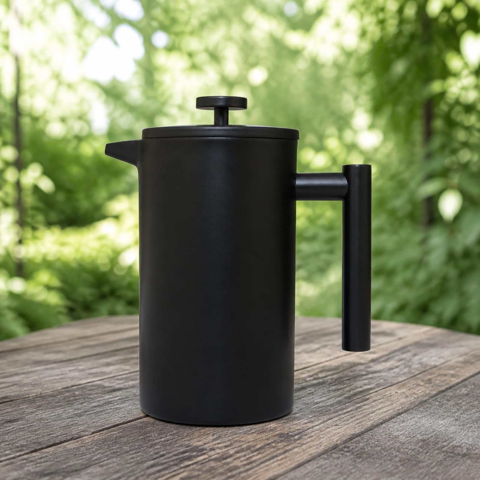Presse Française En Acier Inoxydable Noir Durables Cafetière à Piston En Acier Inoxydable Portable Presse à Café Cylindrique avec Couvercle, 1000ML A