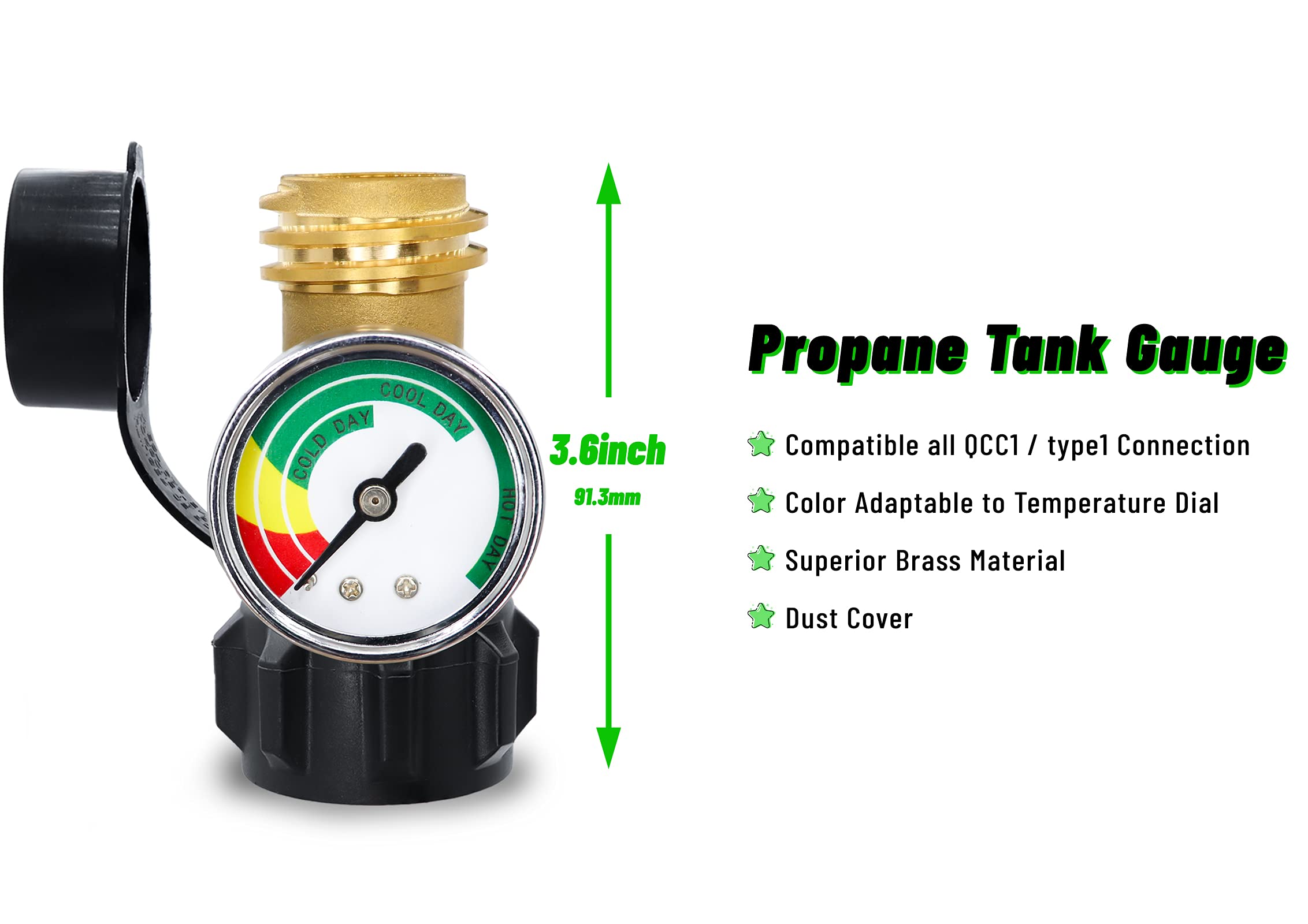 Buy LONGADS Upgraded Propane Tank Gauge Level Indicator with QCC/Type 1