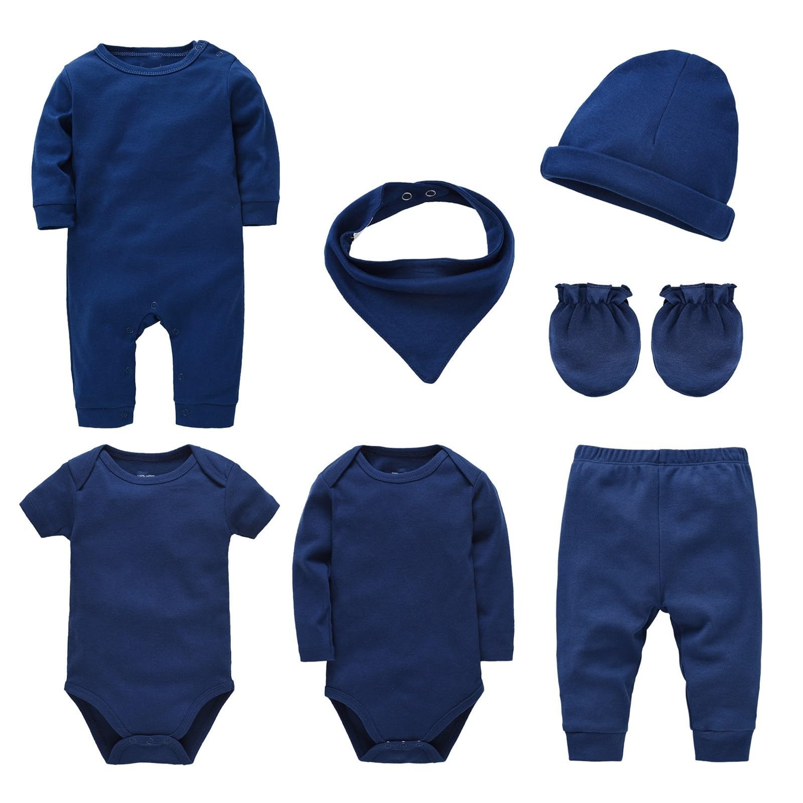 Set di vestiti per neonati in doppio cotone, 7 set di abbigliamento da arrampicata tinta unita versione coreana tinta unita abbigliamento uomo e donna per bambini S manica lunga ragazzo
