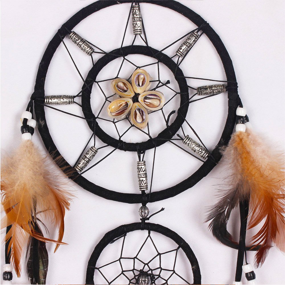 Atrapasueños Tejido A Mano Con Plumas Y Cuentas - Decoración Bohemia Para Dormitorio, 52 Cm