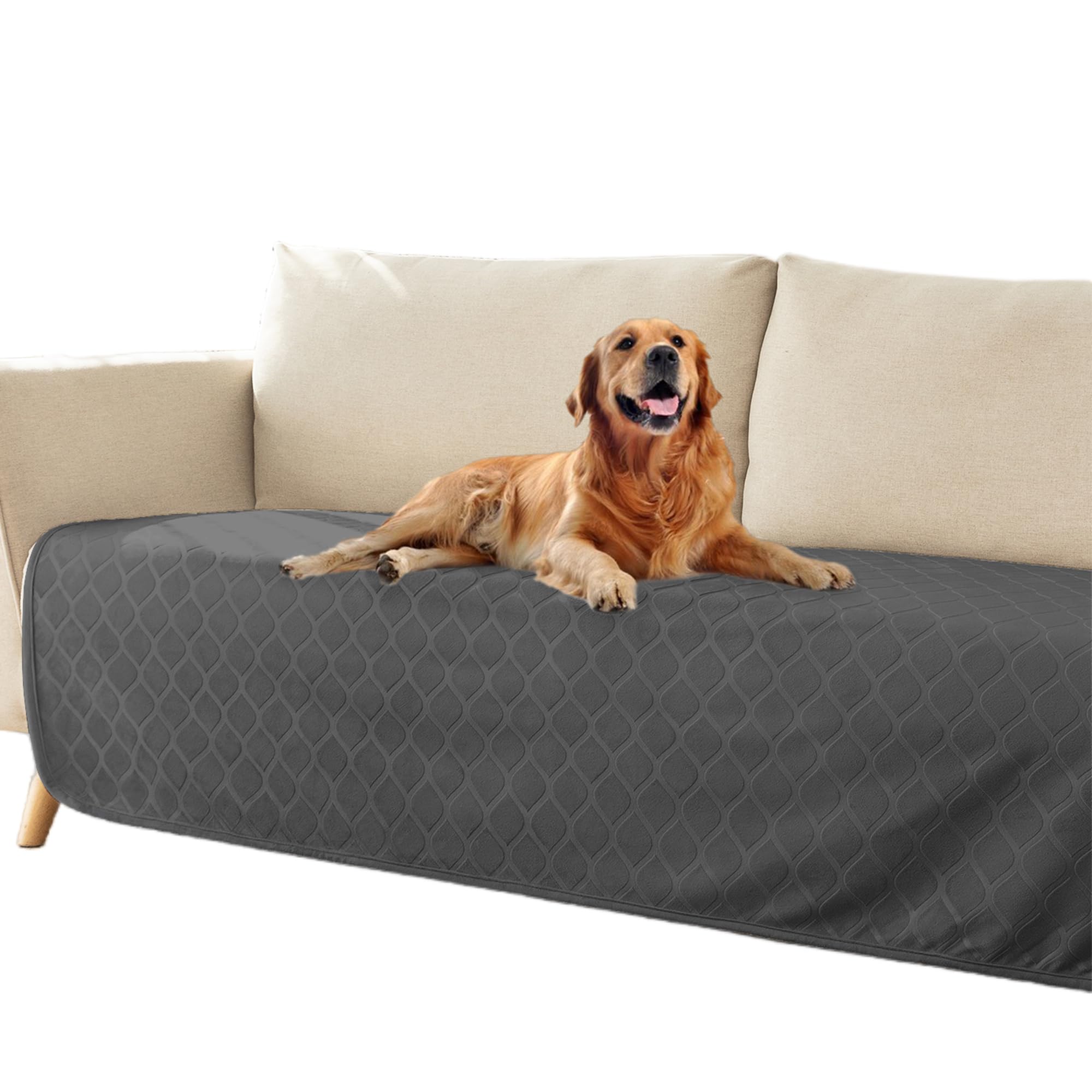 fuguitex Waterproof Dog Blanket Bed Cover Dog Crystal Velvet Moroccan Fuzzy Cozy Plush Pet Blanket Throw Blanket for Couch Sofa(30 * 70 inch, Dark Grey+Grey)