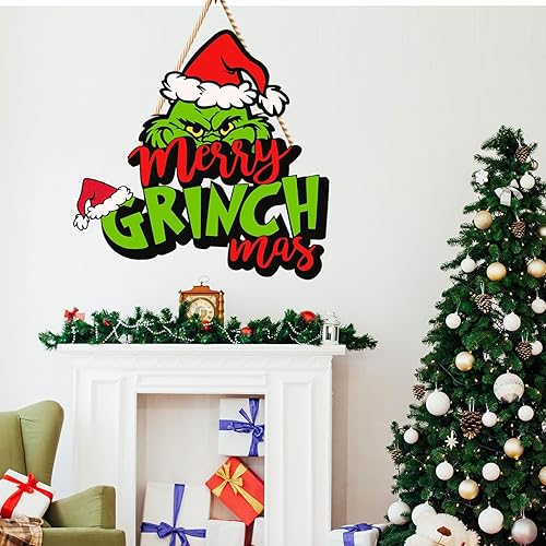 Miniatura 10 de 2 letreros de Navidad para puerta, letreros colgantes de madera de Navidad, placa de madera, decoración de puerta de madera, letreros colgantes para