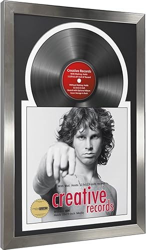 Miniatura 3 de Creative Picture Frames Marco para discos de Jukebox de 16 x 24 pulgadas con acabado de acero inoxidable de 12 pulgadas con doble paspartú blanco y