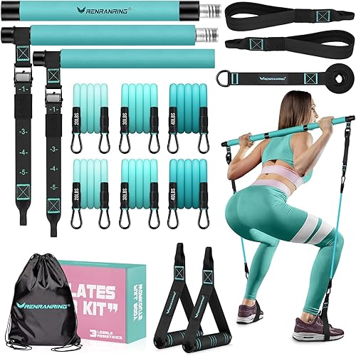 Miniatura 12 de Pilates Bar Kit with Resistance Bands, Multifunctional Pilates Bar for Women & Men with Heavy-Duty Metal Adjustment Buckle, Pilates Home Equipment