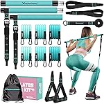 Pilates Bar Kit with Resistance Bands, Multifunctional Pilates Bar for Women & Men with Heavy-Duty Metal Adjustment Buckle, Pilates Home Equipment for Full BodyWorkouts