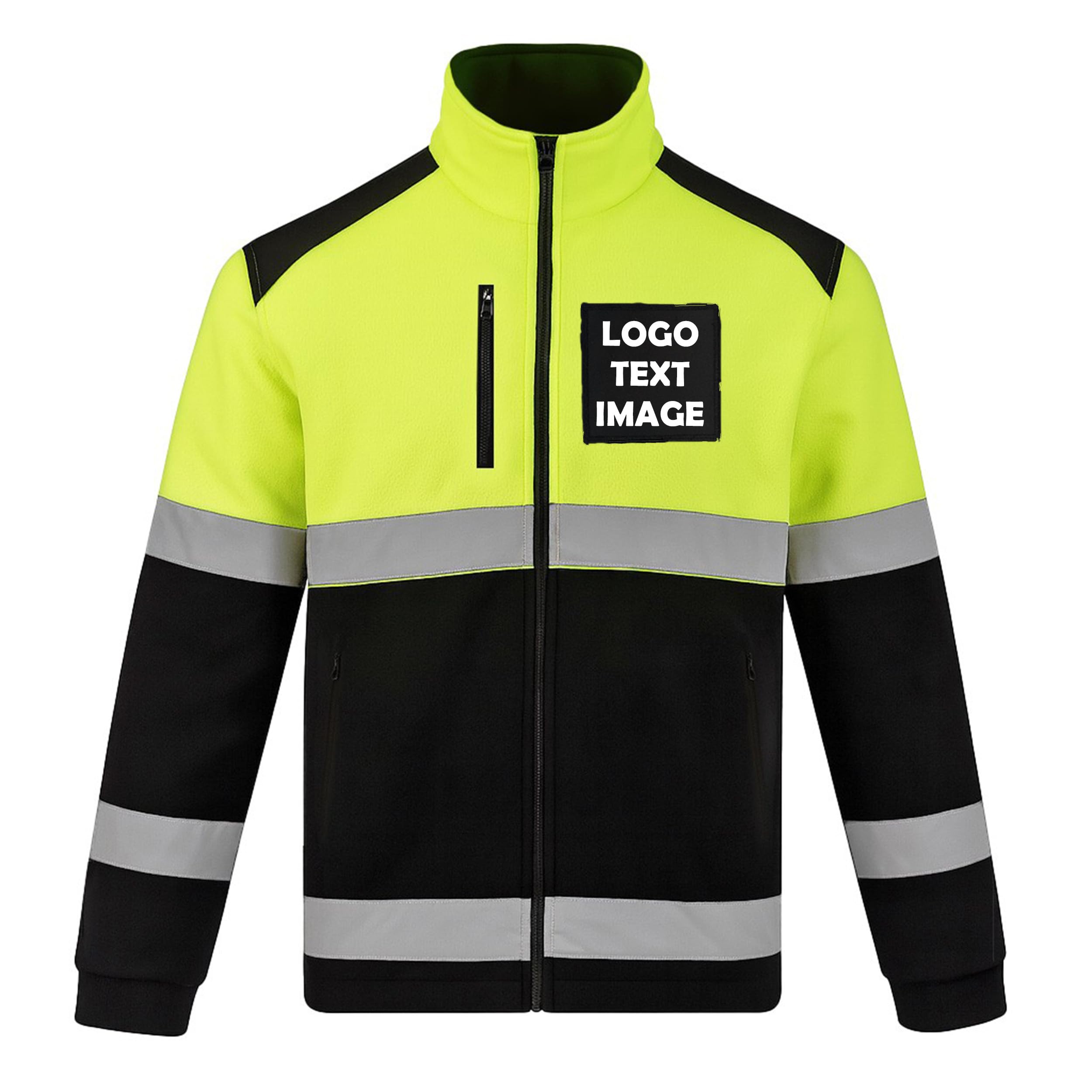 Personalisierte Warnschutz Fleecejacke Herren mit Logo, Reflektierend
