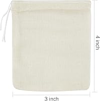 Vista 3 de TUZAZO Bolsas de Té Reutilizables - Paquete de 24 Bolsas de Gasa de Algodón Natural Sin Blanquear de Muselina Tipo Saquito para Colar Café Té e