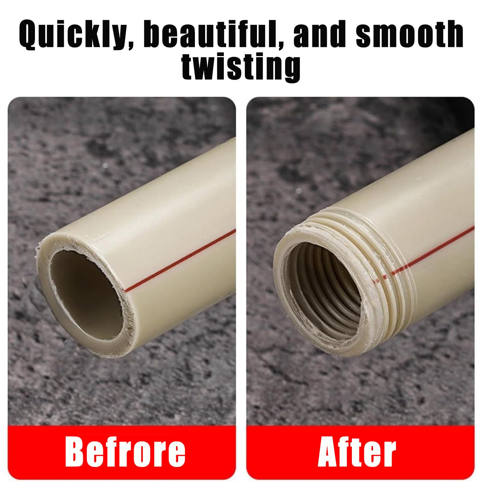 Integrated Internal & External Pipe Threading Tool, Pipe Thread Cutting Tool, PVC Pipe Threading Drill Bit – 1/2" and 3/4" (DN15 / DN20) Sizes for Standard PVC Pipes