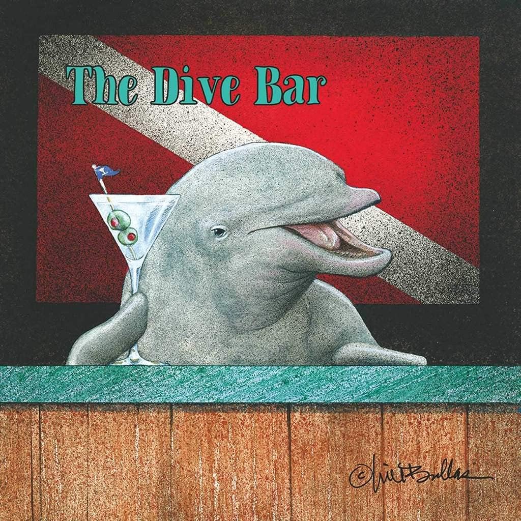 Set of 20 Custom Decoupage Paper Napkins, The Dive Bar Party Napkins, Watercolor Decor Drinks Breakfast Napkin for Birthday, Holiday, Wedding, Cocktail Party