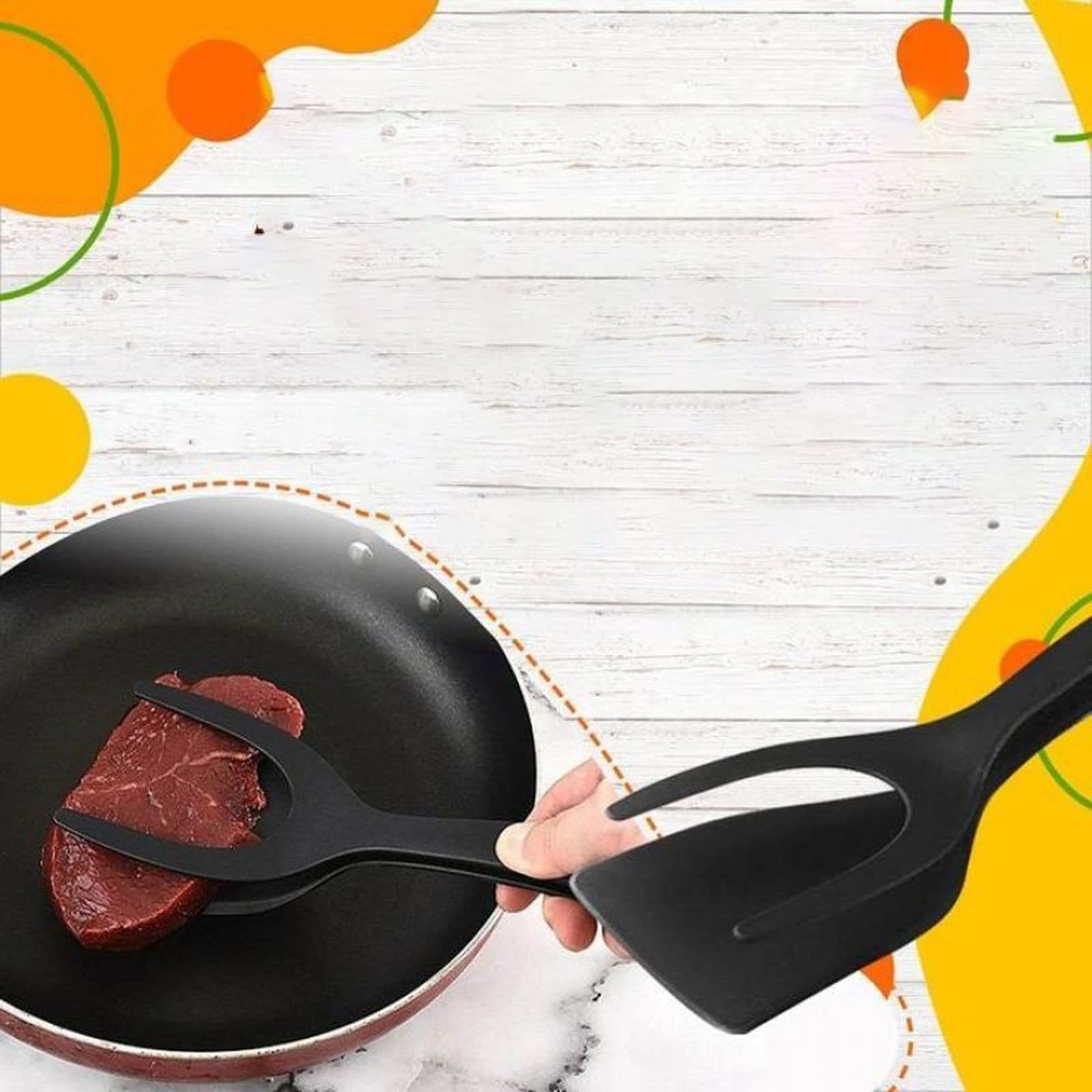 Pinzas multifuncionales para Bolsas de Barbacoa, Pinzas para Alimentos, espátula para Huevos fritos, Pala para panqueques, Pinzas para Pizza, Barbacoa, Tortillas, Utensilios de Cocina