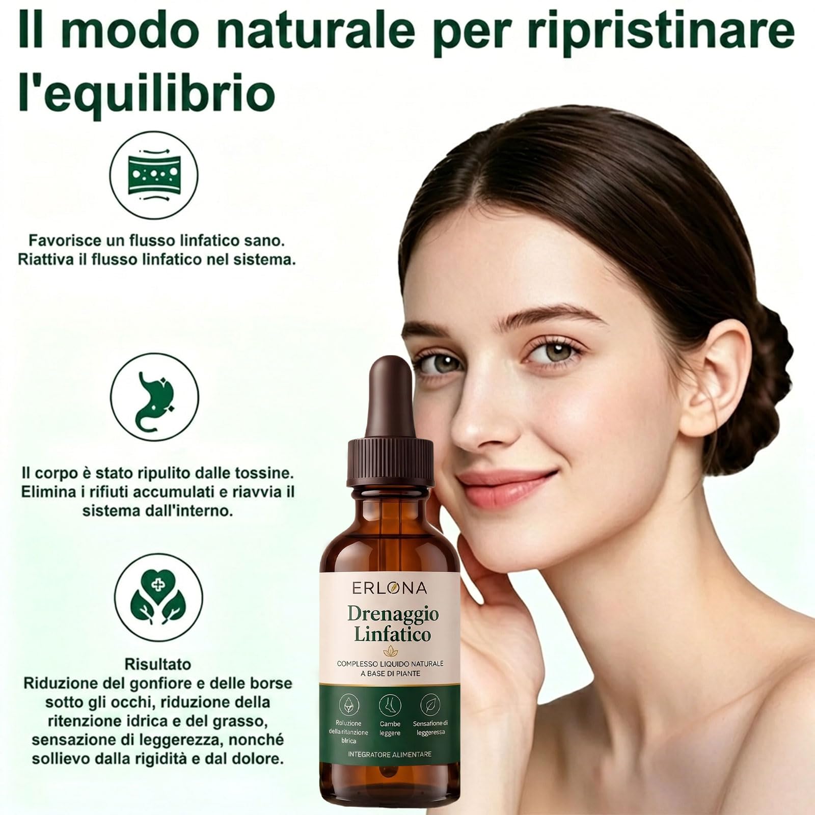 Erlona Drenaggio Linfatico Gocce, Gocce di Benessere peril Drenante Linfatico, Formula Erboristica Naturale, Adatte per Donne e Uomini (1)