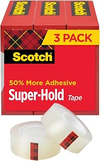 Scotch Super-Hold Tape, 3 Rolls, Transparent Finish, 50% More Adhesive, Trusted Favorite, 3/4 x 1000 Inches, Boxed