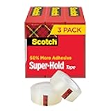 Super-Hold Tape, 3 Rolls, Transparent Finish, 50% More Adhesive, Trusted Favorite, 3/4 x 1000 Inches, Boxed