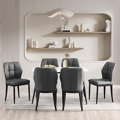 Miniatura 82 de Bekrvio Sillas de Comedor - Juego de 6 sillas de comedor modernas de mediados de siglo, sillas de comedor tapizadas sin brazos, sillas de comedor de