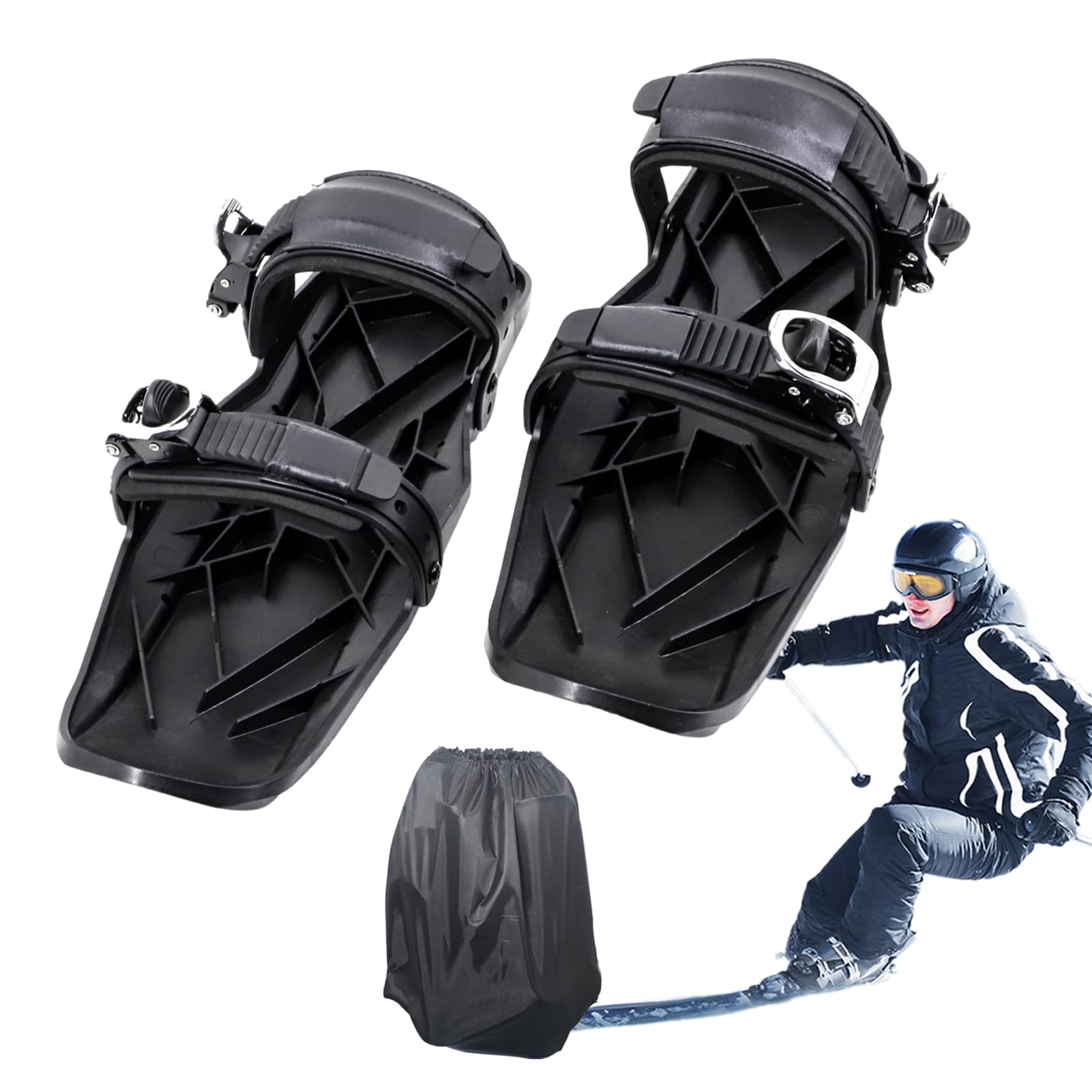 MiniKurzski Skates Für Den Schnee | Verstellbare Snowblades Skiboard Ski | Für Winterschuhe | Rutschfestes Skizubehör Mit Tragetasche | Ski-Skates Für Männer Und Frauen, Skirennen, Winterausflug