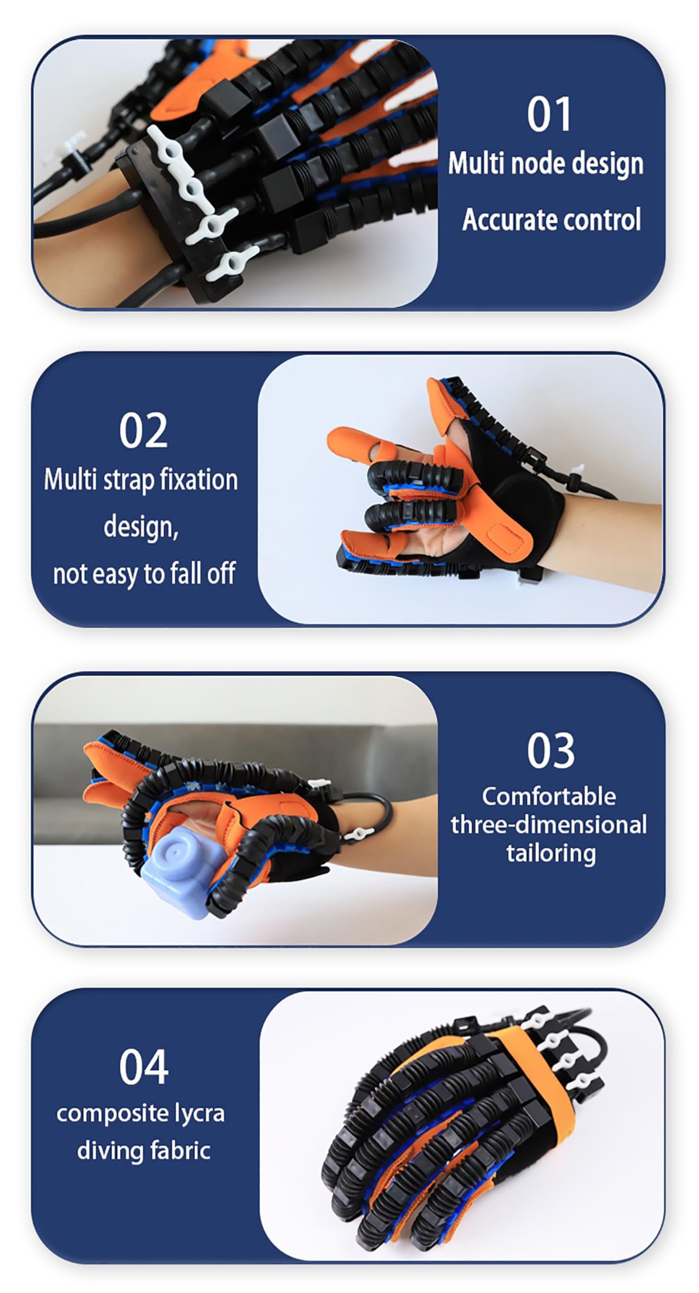 Guantes robóticos de rehabilitación de Manos, Guantes para Artritis, de un Solo Dedo/Dedos Separados/Niveles de Intensidad Ajustables, para Mejorar la flexibilidad Left L