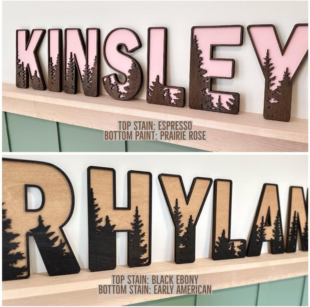 Name Sign For Nursery, Boho Nursery Sign, Family Name Signs, 3D Wall Art for Children & Kids Rooms, Baby Shower, First birthday gift (Woodland) - Image 6