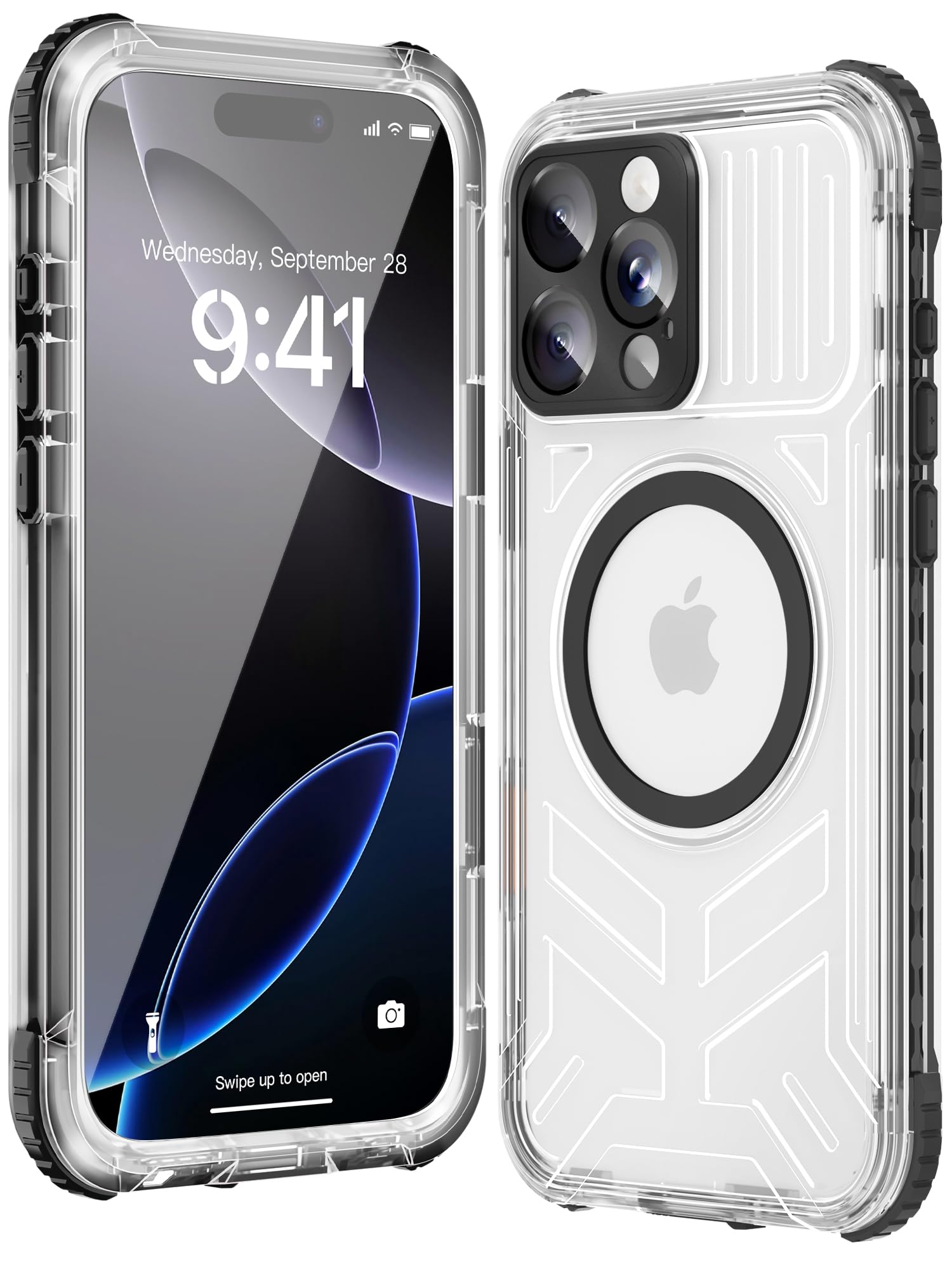WIFORT for iPhone 16 Pro Waterproof Case, [IP68 Underwater] [Blue Light Filter Lens] [15FT Military Shockproof], Fit for Magsafe Full Body Magnetic