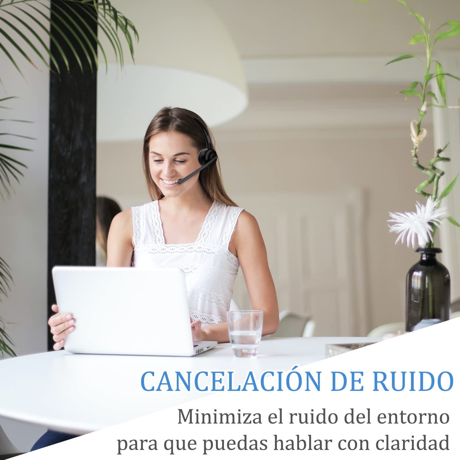 BIGFOX Auricular Bluetooth 5.0 Auriculares Inalámbricos con Micrófonos, Auricular Telefónico con Cancelación de Ruido,Conectividad para Dos Dispositivos Auriculares para Oficina Centro de Llamadas