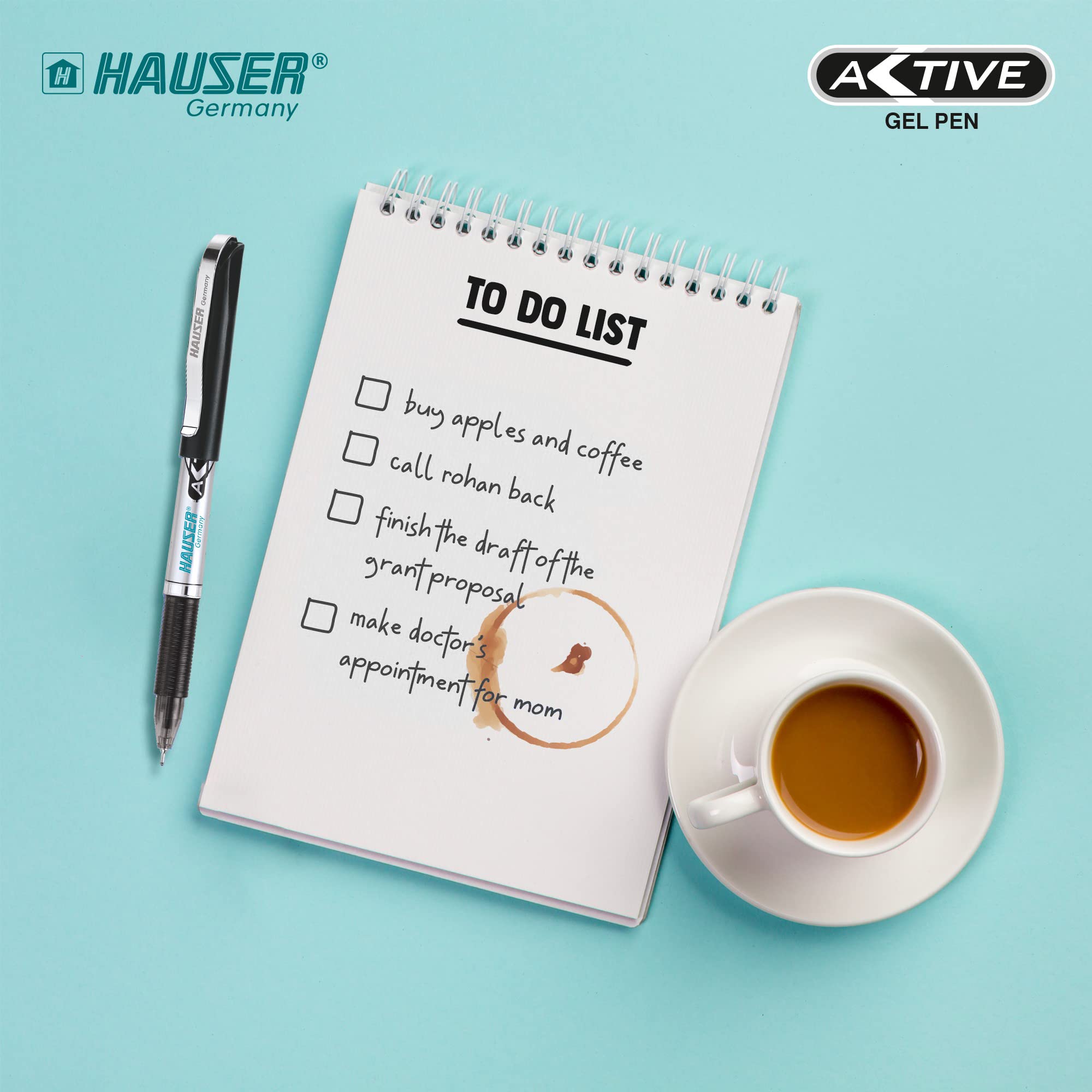 Hauser UV-Gelstifte – 10er Set, Schwarze Tinte, Wasserfest & Schmierfrei