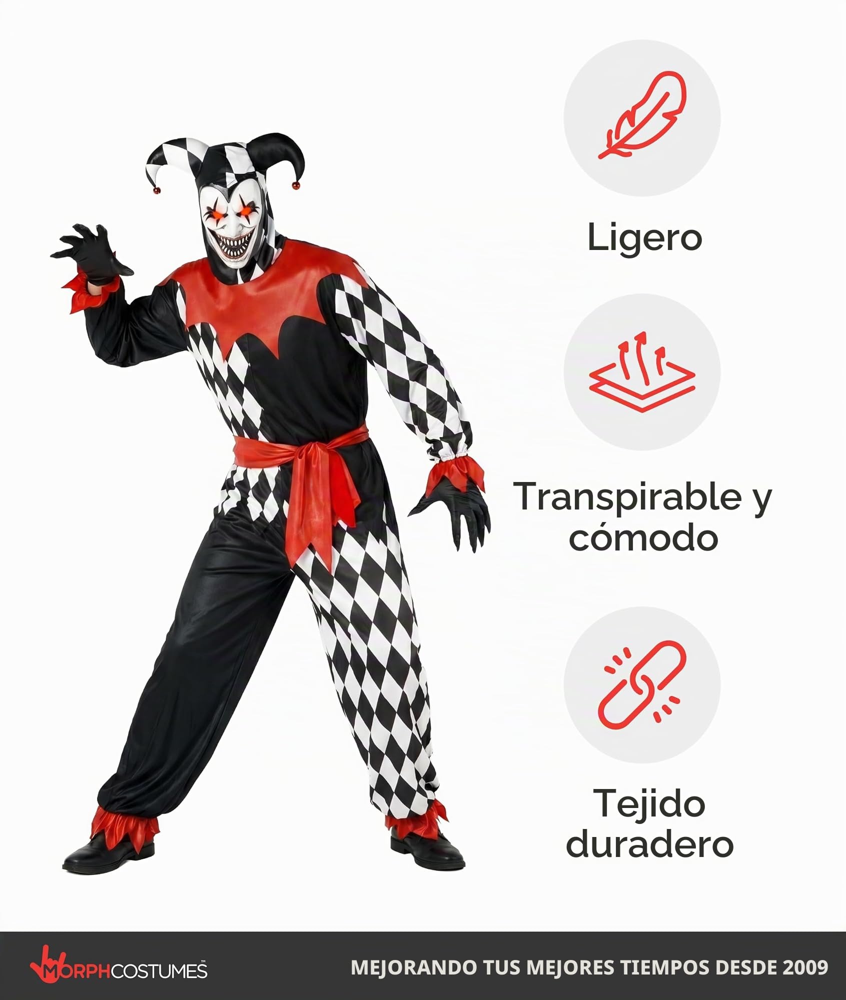 Morph Disfraz Payaso Hombre, Disfraz Terror Halloween Hombre