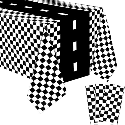 Irenare Suministros para fiesta de cumpleaños de automóvil, decoración de fiesta de carreras, mantel de carretera, camino de mesa de carreras,