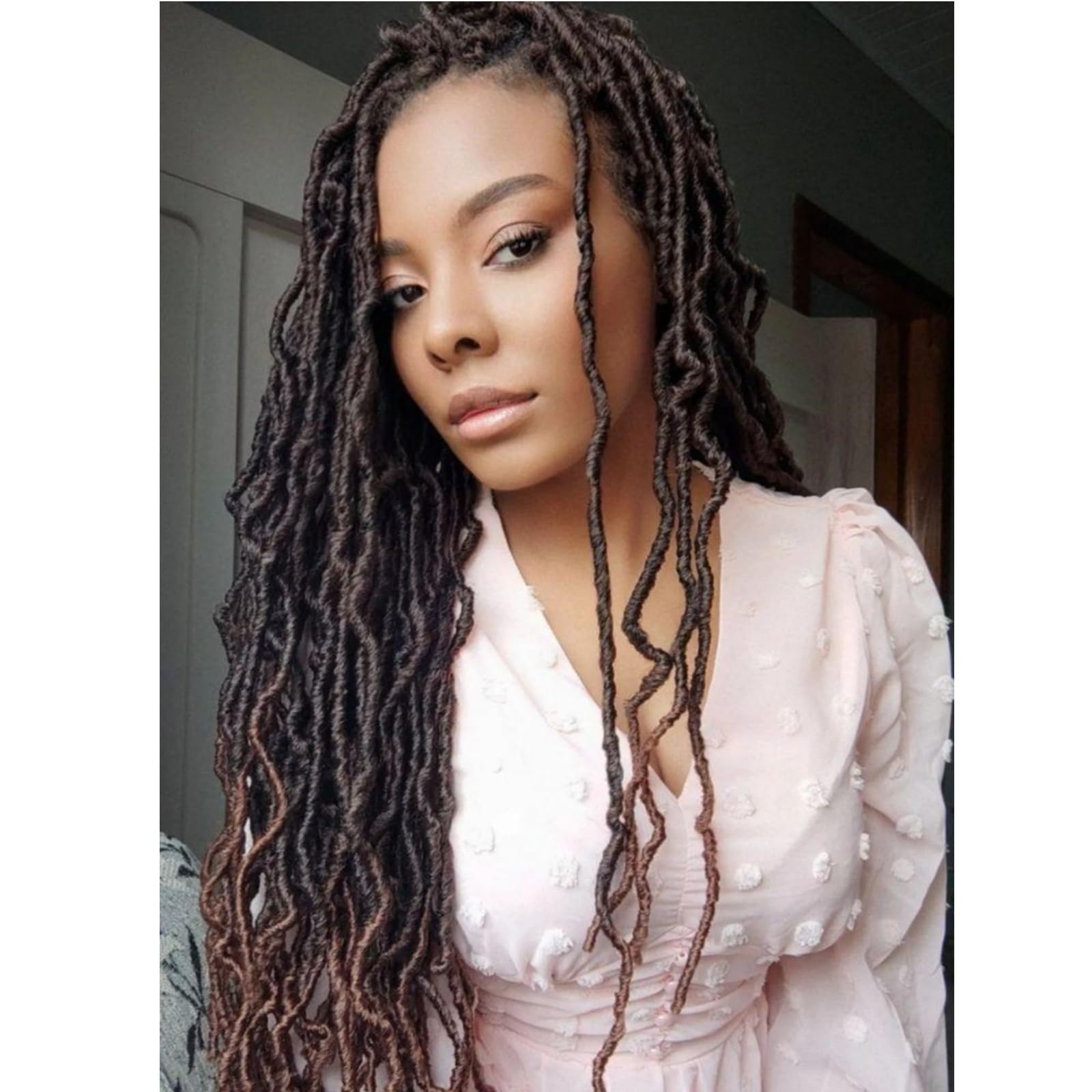 Bylatt 8 Packs Short Faux Locs Crochet Hair 120 Strands 12Inch Soft Locs wavy Dreadlocks Crochet Braids Natural Black Pre-Looped Crochet Hair for