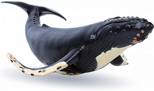 Miniatura 6 de Gemini&Genius - Figura de acción de ballena jorobada, juguetes de animales marinos de orca y pez negro, tiburón de goma suave del océano, ideal para