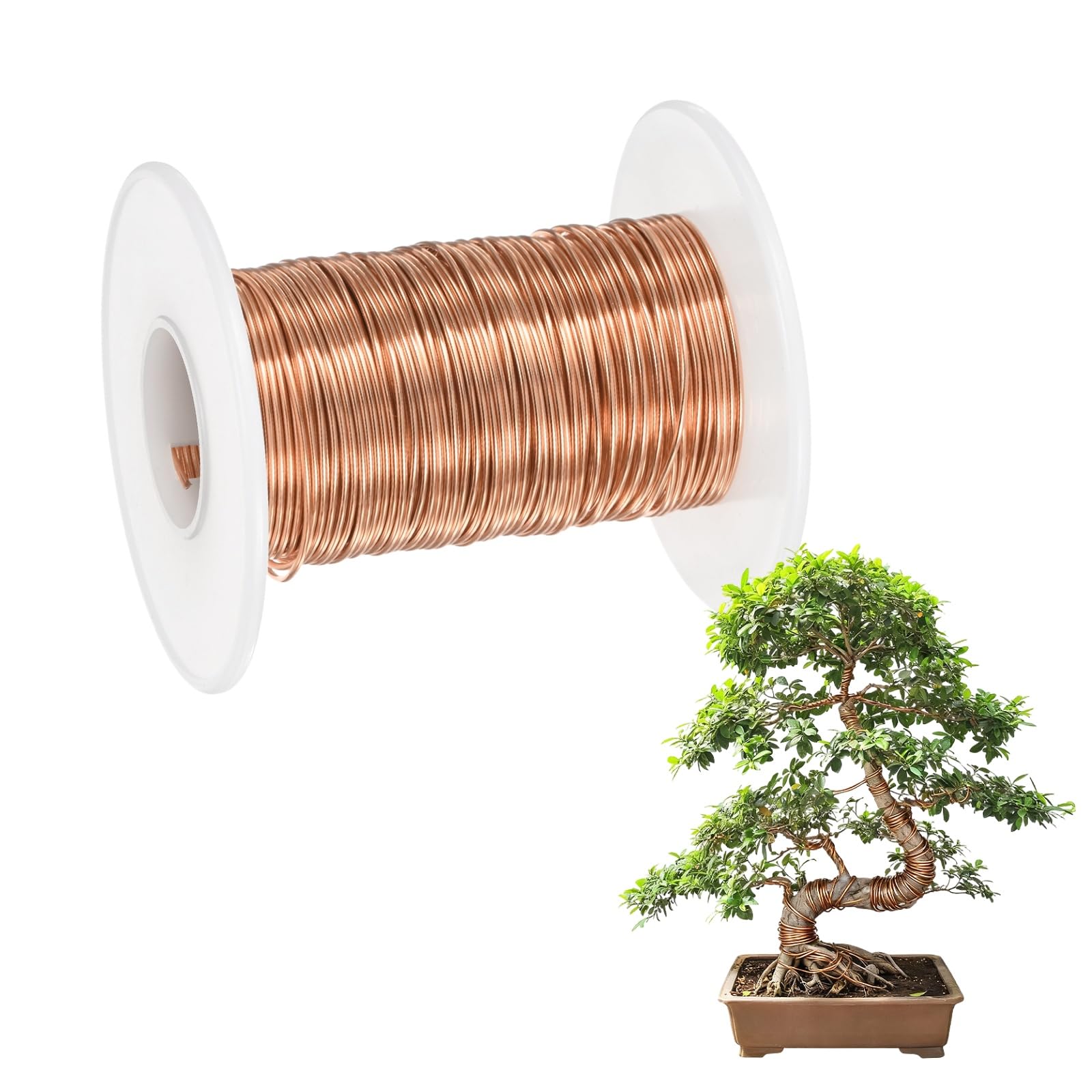 M METERXITY 1-Pack Bonsai Training Wire, 0.8mm x 66ft/20m Anodized Aluminum Bonsai Tree Wire for Fine Trunk/Gardening Branch/DIY Crafting [Light Brown]