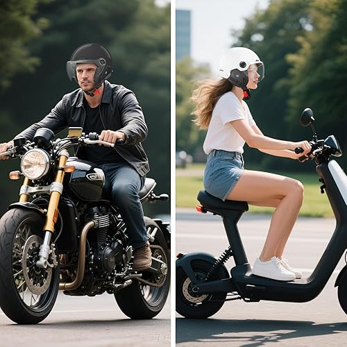 Miniatura 2 de Casco de motocicleta certificado DOT, estilo alemán, medio casco para bicicleta eléctrica y scooter con gafas parabrisas, casco retro genial para