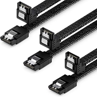 deleyCON 3x 50cm SATA 3 Nylon Câble Set Câbles de Donnés 6 Gbit/s Câbles de Branchement Carte Mère Disque dur HDD SSD 1 Co...