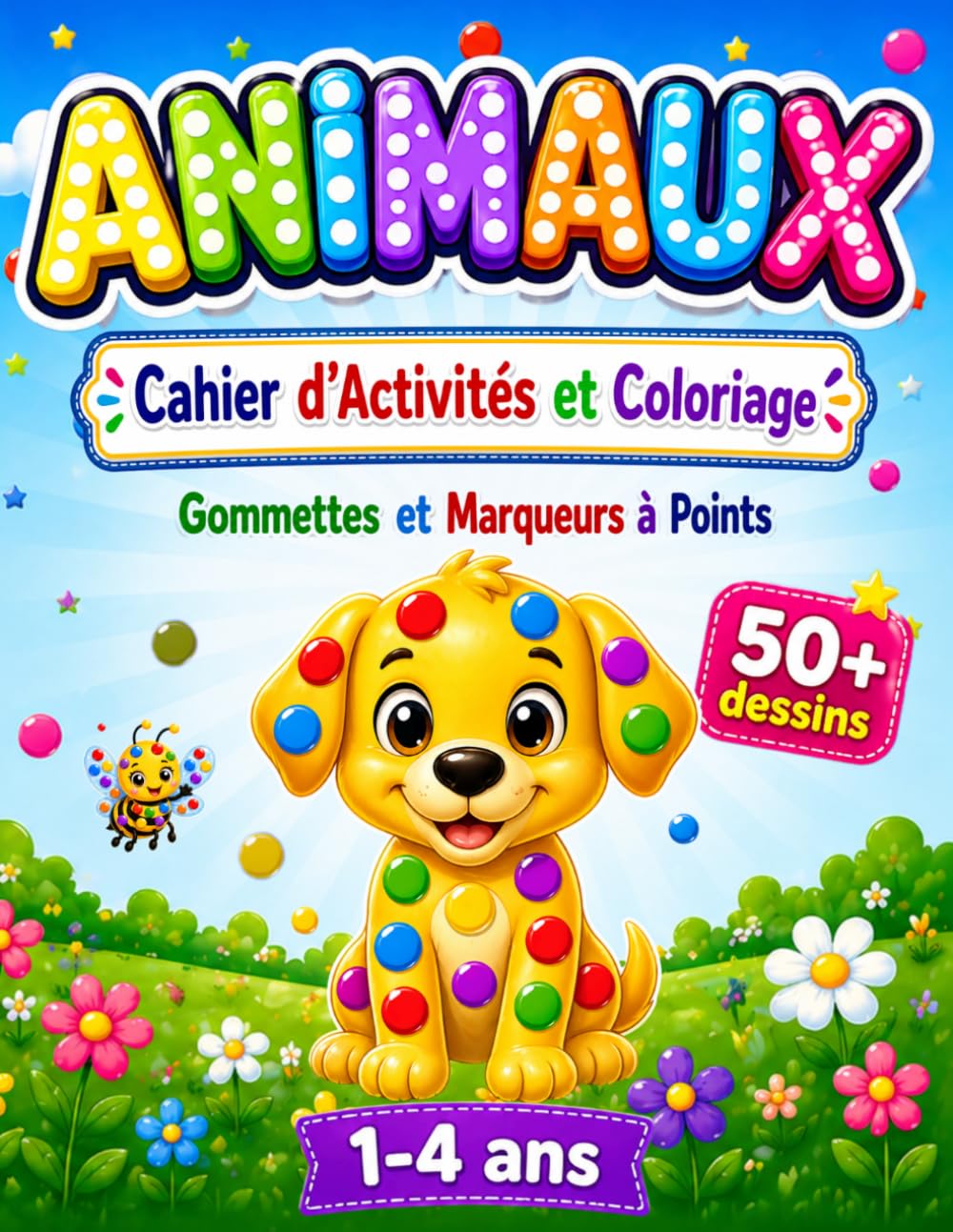 Animaux Cahier d’Activités et Coloriage Gommettes et Marqueurs à Points: 50+ dessins d’animaux simples Coloriage enfant 2 ans Idée cadeau pour enfants 1–4 ans