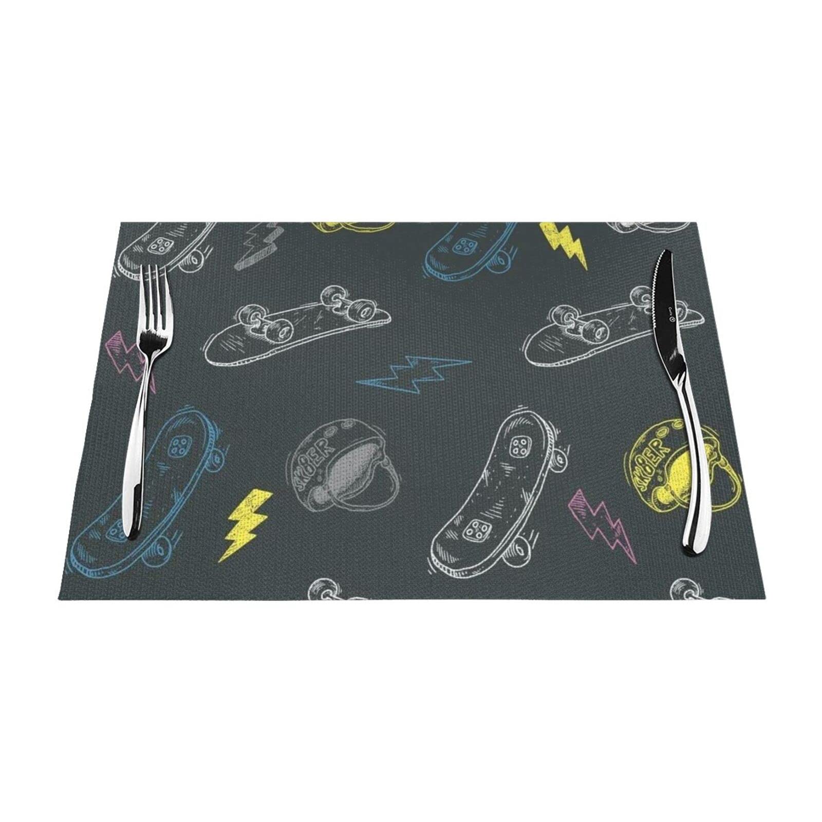 Set de table lavable en PVC tissé résistant à la chaleur pour cuisine et terrasse