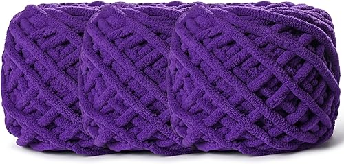 Vista 93 de Paquete de 3 hilos gruesos de felpilla de felpa de 3.53 onzas (49.2 yardas), hilo de terciopelo esponjoso para tejer y hacer ganchillo, hilos de 3