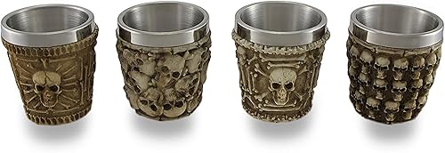 Things2Die4 - Juego de 4 vasos de chupito con diseño de calavera humana color marrón talla única