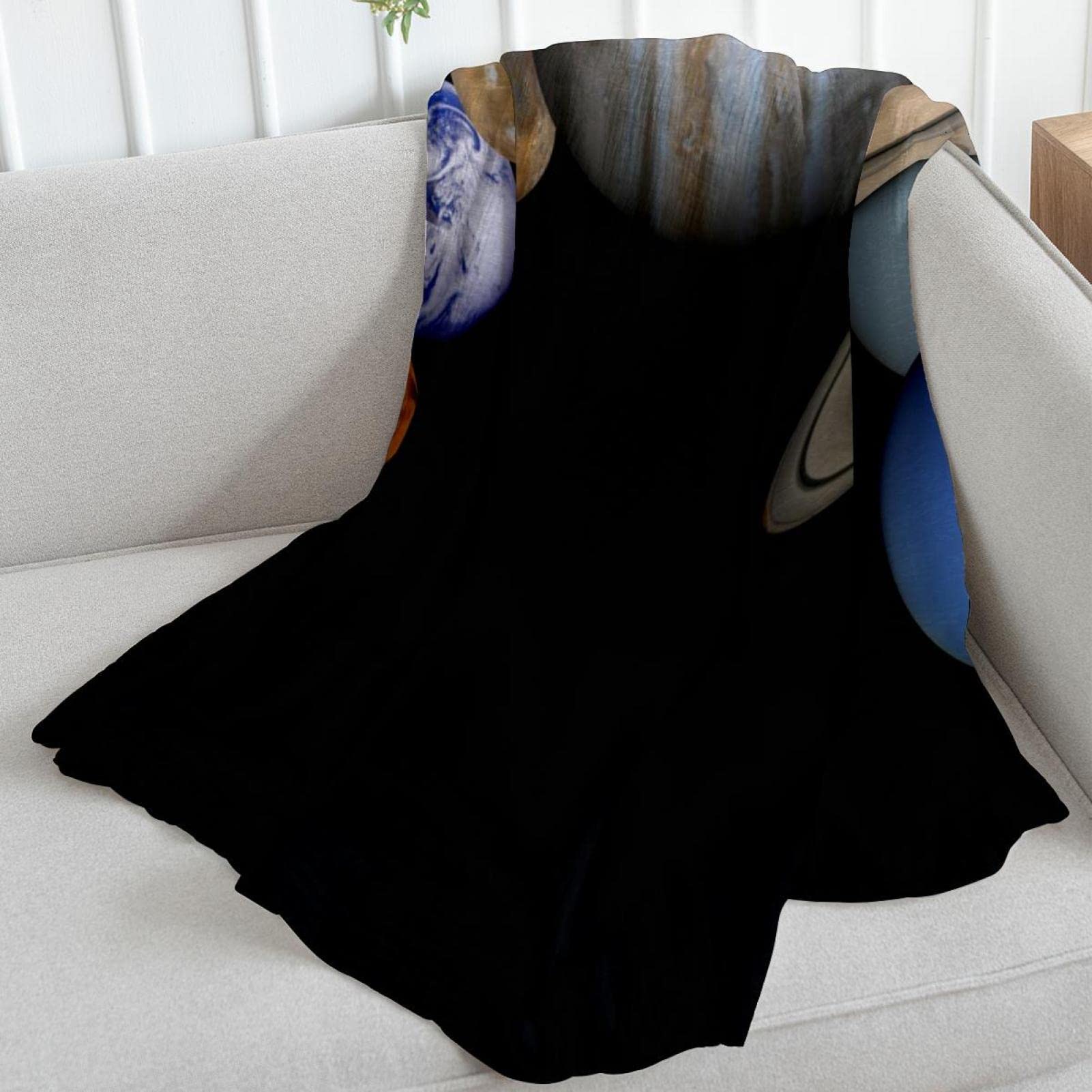 Coperta in pile con sistema solare universo per divano, divano o letto