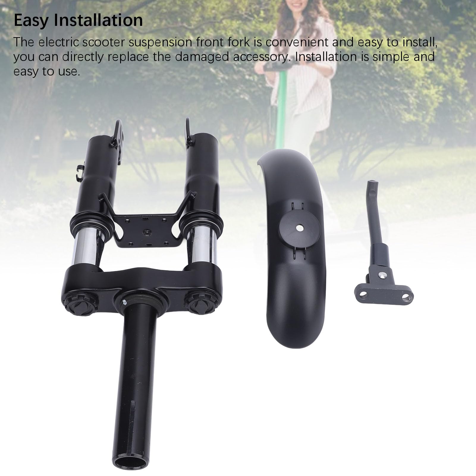 Kit de Suspensión Delantera para Scooter Eléctrico, Horquilla de Acero Inoxidable Antivibración con Absorción de Impactos y Soporte para Pie, Ideal para Pro2 1S