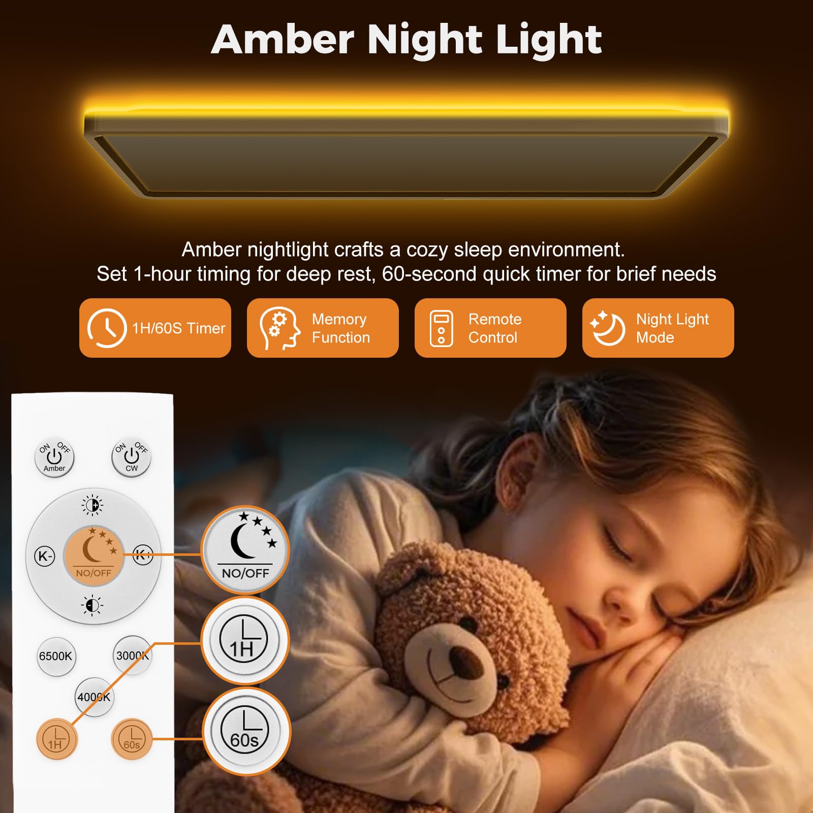 slochi LED Deckenleuchte Dimmbar 32W 3000LM, Deckenlampe mit Fernbedienung
