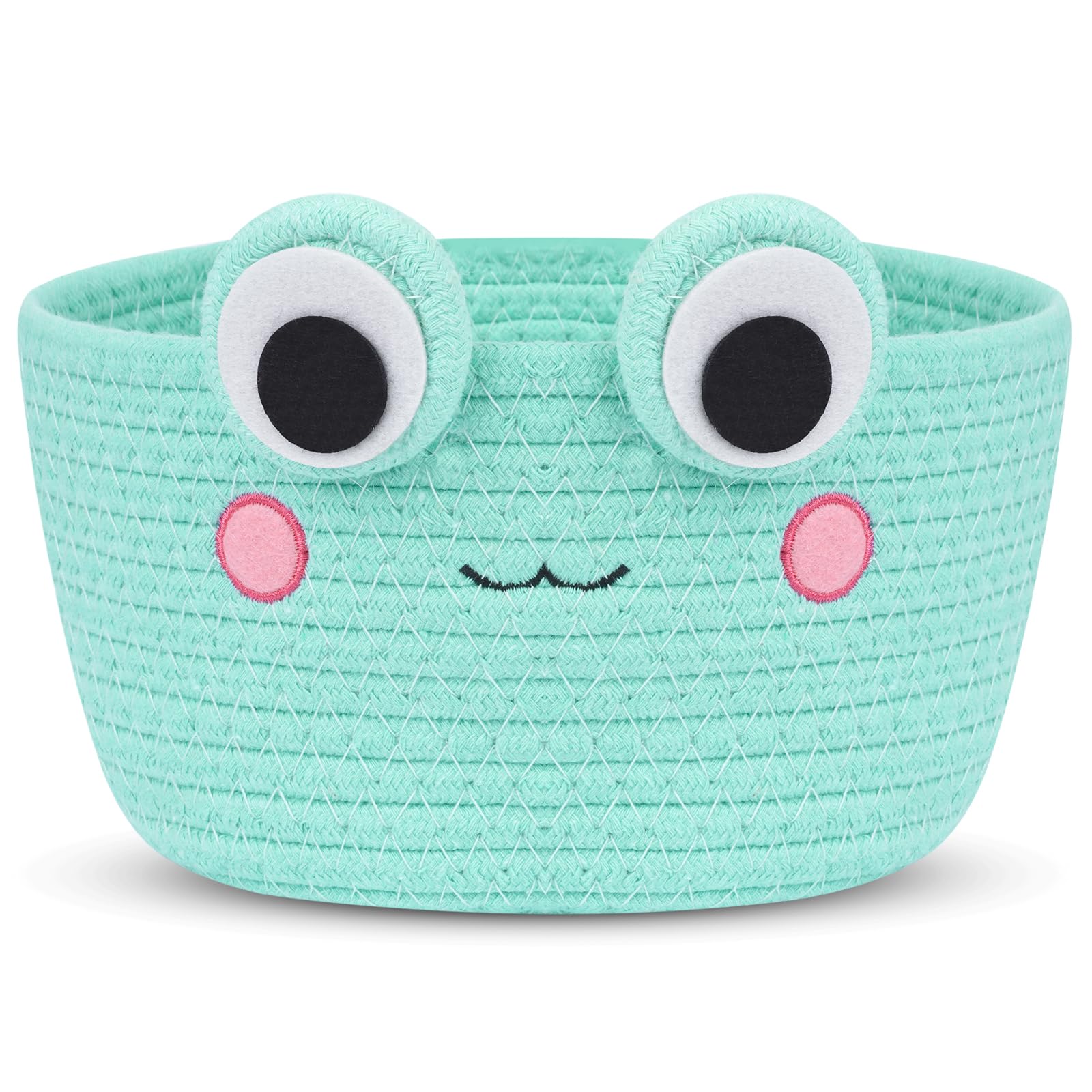 Hkojewp Small Storage Basket, Cute Baby Toy Storage Basket, Frog Cotton Rope Woven Baskets for Nursery, Blanket Basket Organize Laundry Baby Towels
