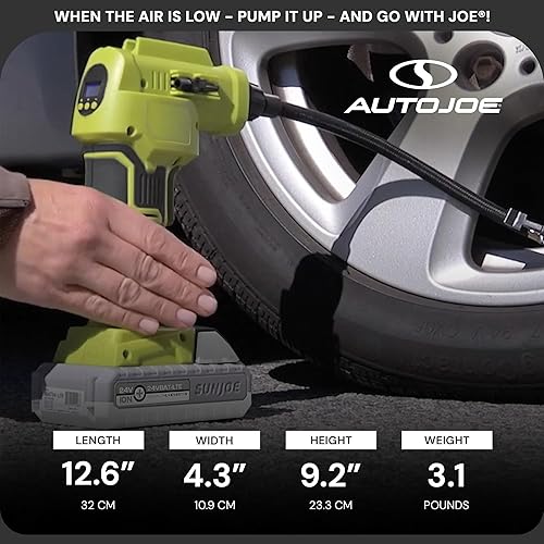 Miniatura 4 de Auto Joe - Kit de compresor 24V-AJC-LTE de aire portátil inalámbrico IONMAX de 24 voltios con batería de 2.0 Ah, cargador, bolsa de almacenamiento