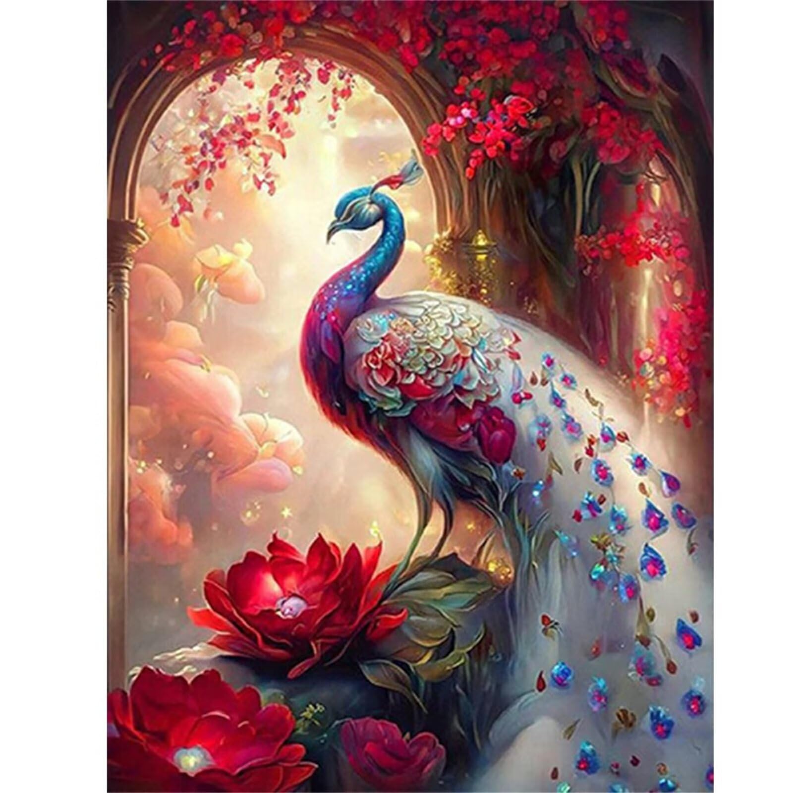 Puzzle 700 sztuk, łamigłówka z czerwonych kwiatów paw dla dorosłych dzieci, puzzle dla dorosłych, zabawki prezent rozrywka puzzle, gra logiczna