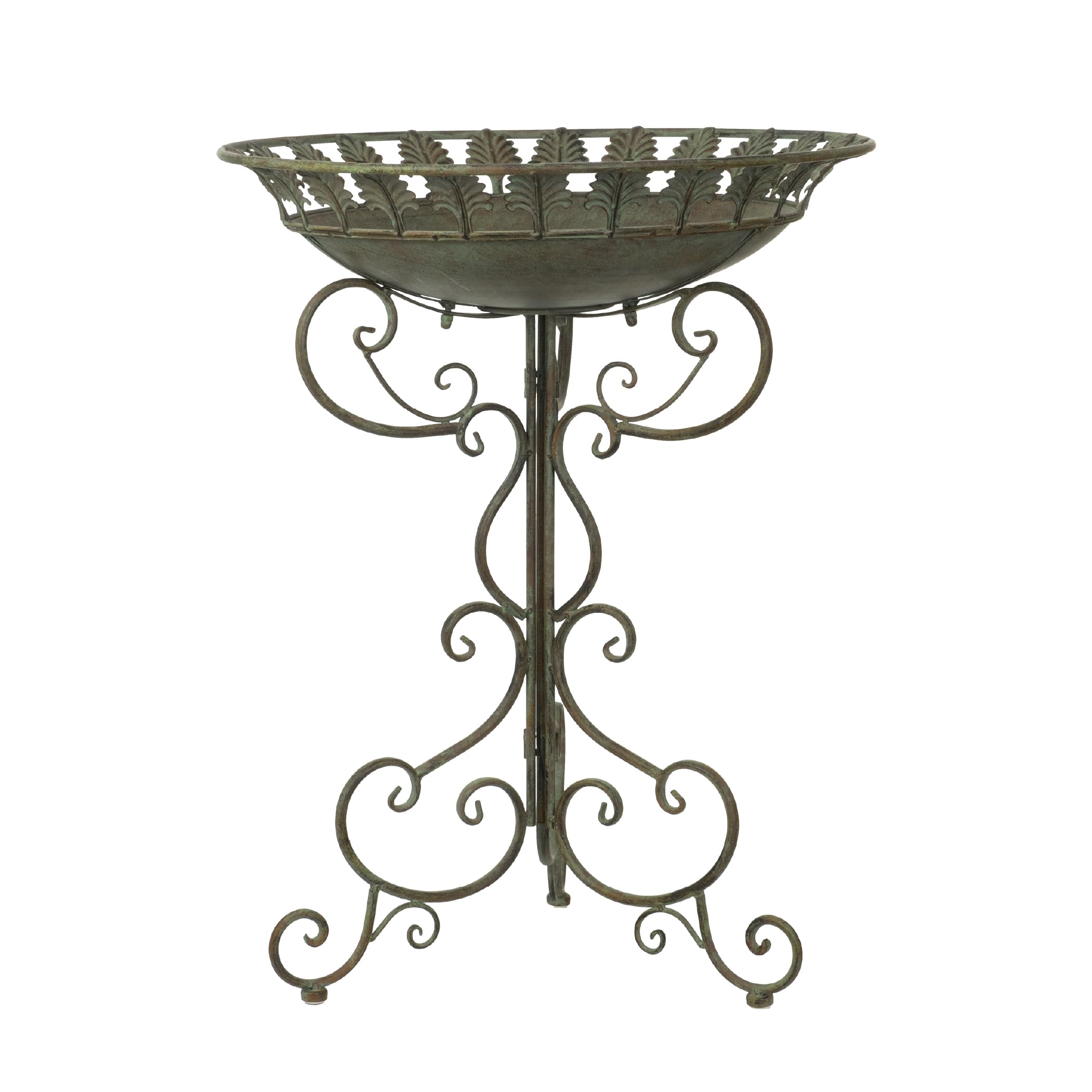 Moritz Bebedero para pájaros, corona de hojas, base decorada, cuenco de agua, 68,5 cm, para pájaros, bebedero de agua para jardín, resistente a las heladas