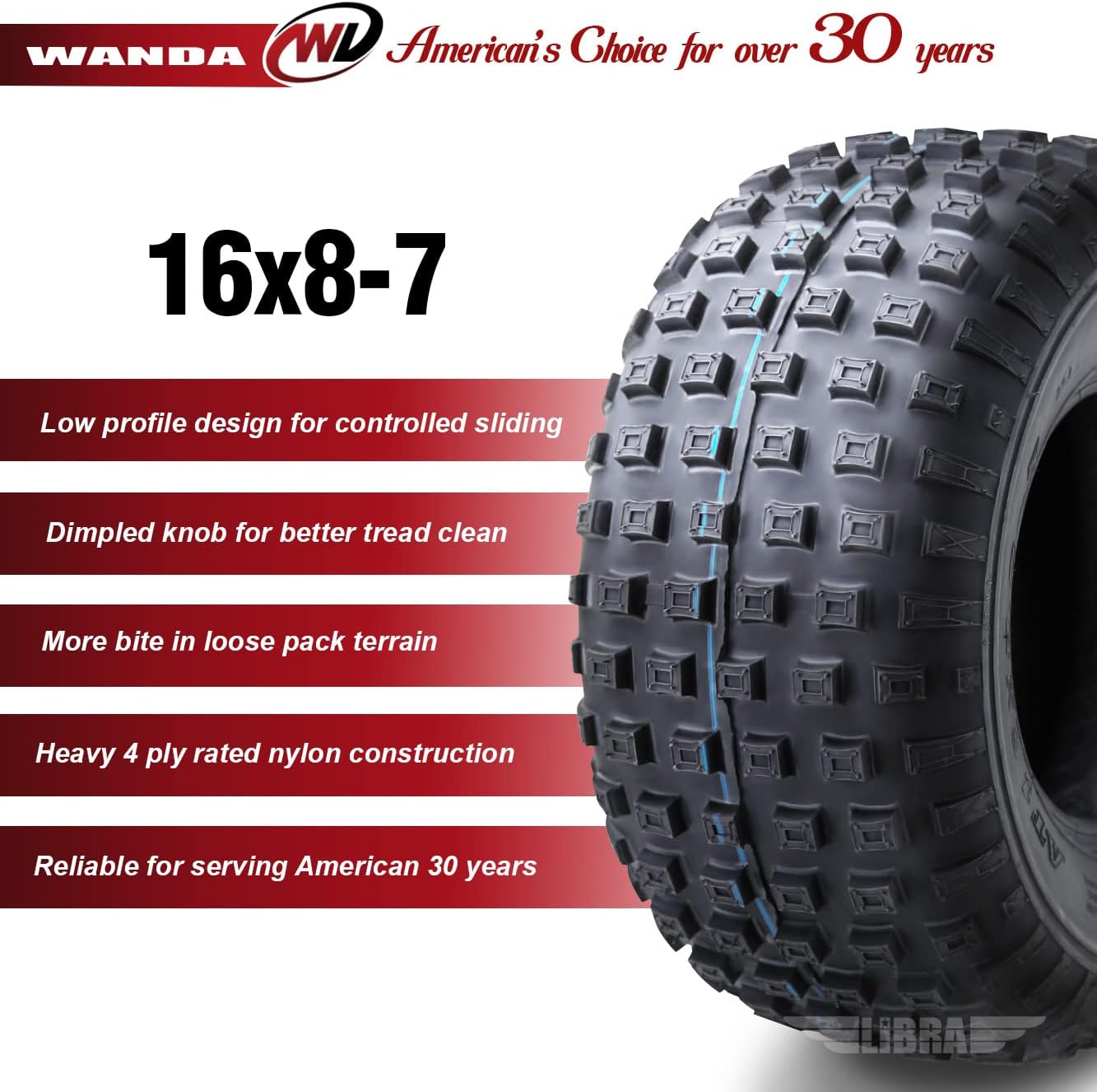 WANDA Sport ATV tires Go cart tires 16x8-7 16X8X7 4PR (Set of 4)