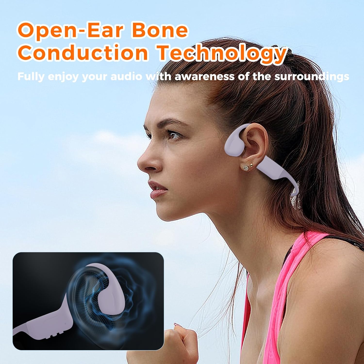 Full-Coverage Liquid Silicone Swimming Headphones, IP68 Waterproof Underwater Headphones, Bluetooth 6.0&MP3 with 32GB Memory Card, Soft/Skin-Comfortable Open Ear Bone Conduction Swim Earbuds(Purple) - Image 5