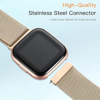 Metal Bands Compatible with Fitbit Versa 2/Versa Lite SE/Versa Band for Women Men, Royal Gold, Small