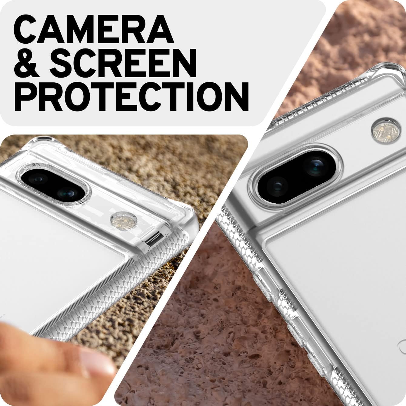 ITSKINS Hybrid R // Clear Protective Phone Case Compatible with Google Pixel 7a, Slim Hybrid Case, Shockproof Cover, Anti-Yellowing, and Military Grade Phone Case - Transparent